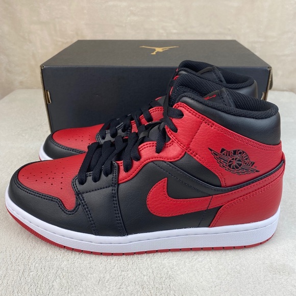 Nike Air Jordan 1 Mid Banned Black Red - Picture 3 of 6